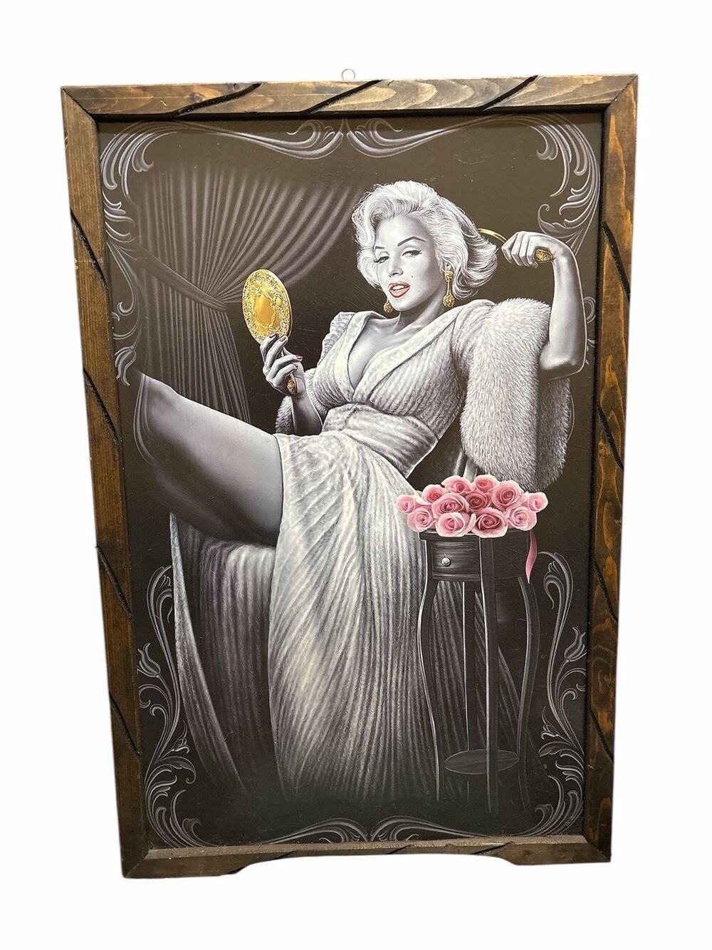 Marilyn Monroe Framed Wall Art Hollywood Pin Up Print Wood Frame Made in Mexico